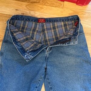 Moose Creek Cotton Flannel Lined Straight Leg Blue Denim Carpenter Jeans